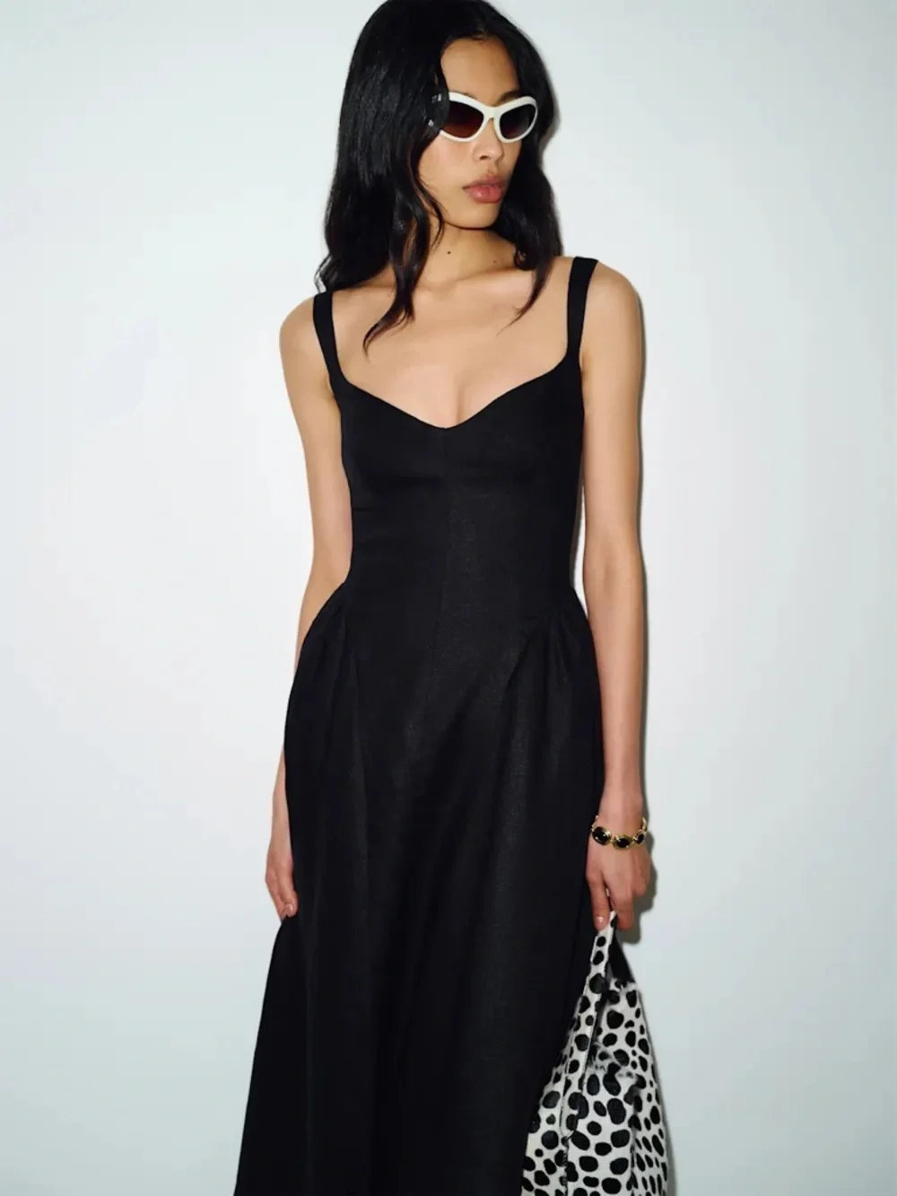 NEW Reformation Birdie Linen Sleeveless Midi Dress Black US 0 UK 4 - Picture 2 of 14